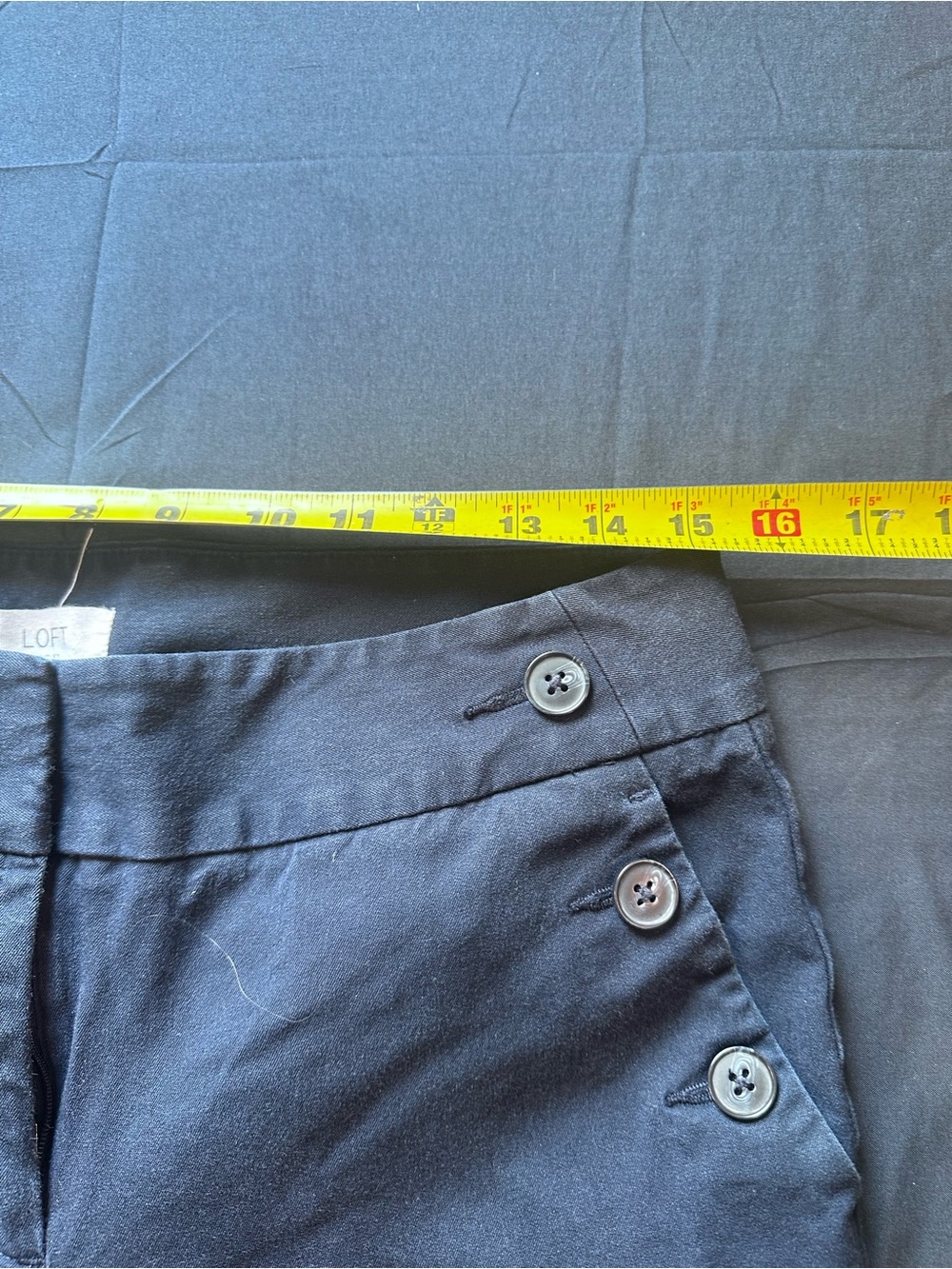 LOFT Navy Chinos with Decorative Side Buttons - Picture 6 of 9